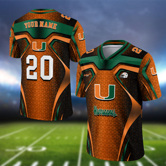 Miami Hurricanes Vneck Football Jersey Personalized Your Name And Number, Football Jersey For Football Lovers ETHY-0102275