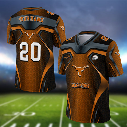 Texas Longhorns Vneck Football Jersey Personalized Your Name And Number, Football Jersey For Football Lovers ETHY-0102275