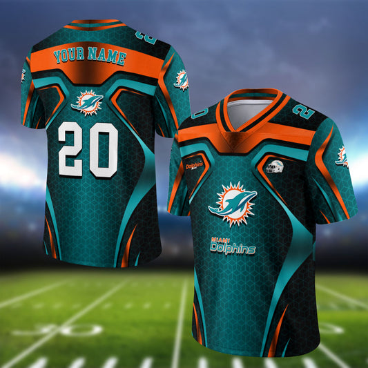 Miami Dolphins Vneck Football Jersey Personalized Your Name And Number, Football Jersey For Football Lovers ETHY-0102275