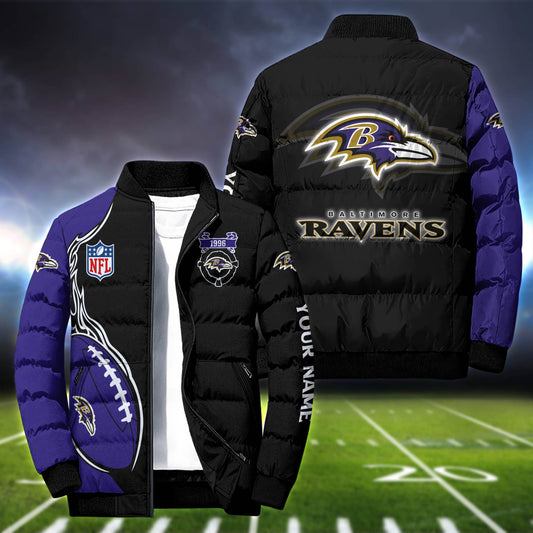 Baltimore Ravens Team Puffer Jacket Personalized Your Name, Sport Jacket for Sport Fan ETHY-52634