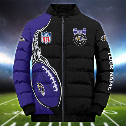 Baltimore Ravens Team Puffer Jacket Personalized Your Name, Sport Jacket for Sport Fan ETHY-52634