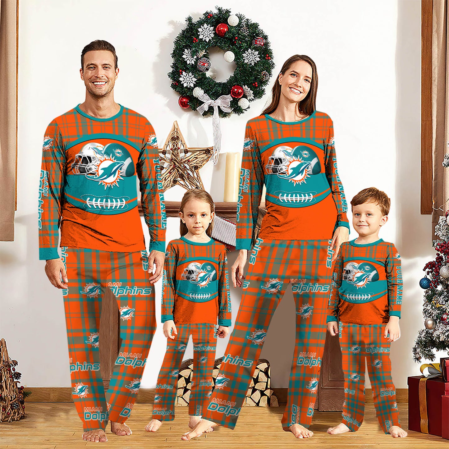 Miami Dolphins Pajamas Custom Your Name, Sport Team Pajamas, Gift For Football Lovers ETHY-053150