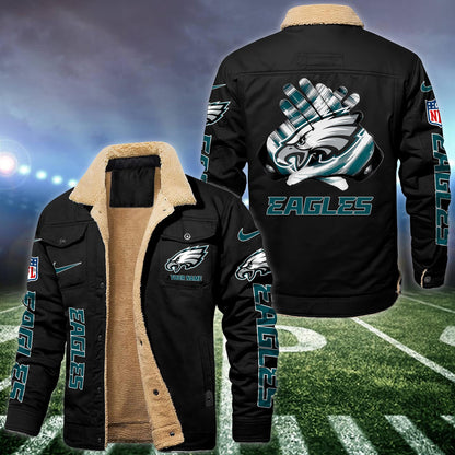 Philadelphia Eagles Fleece Bomber Jacket Custom Name, Jacket For Sport Fans ETRG-09263692