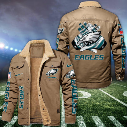 Philadelphia Eagles Fleece Bomber Jacket Custom Name, Jacket For Sport Fans ETRG-09263692