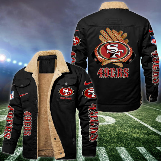 San Francisco 49ers Fleece Bomber Jacket Custom Name, Jacket For Sport Fans ETRG-09263692