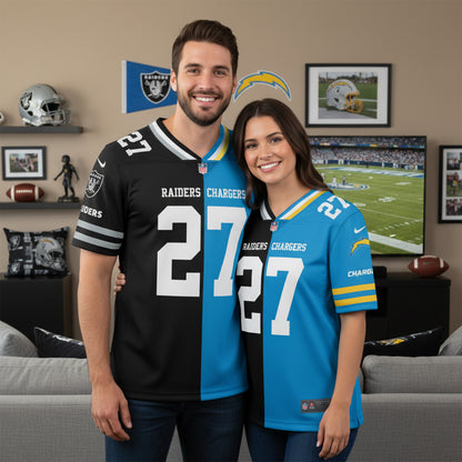 Los Angeles Chargers House Divided Vneck Football Jersey Custom Name, Number And Team, Sport Jerseys, Sport Gifts ETRG-09293711
