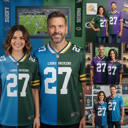Detroit Lions House Divided Vneck Football Jersey Custom Name, Number And Team, Sport Jerseys, Sport Gifts ETRG-09293713