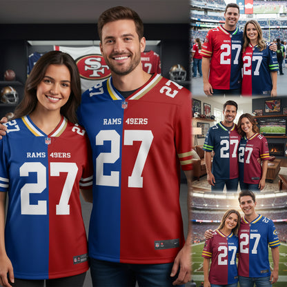 Los Angeles Rams House Divided Vneck Football Jersey Custom Name, Number And Team, Sport Jerseys, Sport Gifts ETRG-09293762