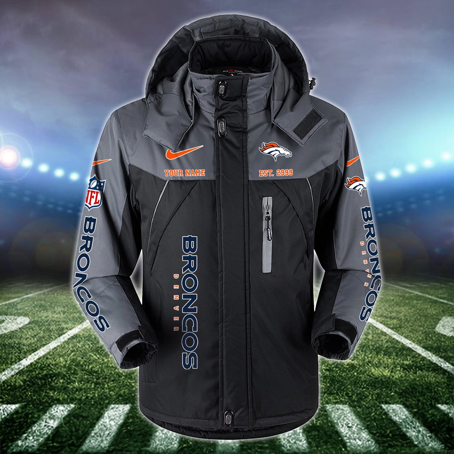 Denver Broncos 2D Windbreaker Hooded Jacket Custom Name, Sport Jacket For Fan ETRG-10033833