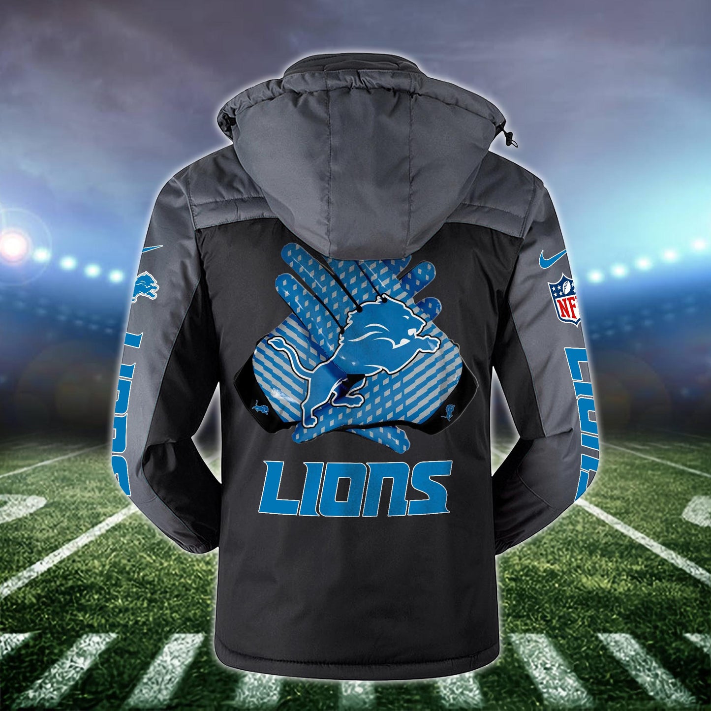 Detroit Lions 2D Windbreaker Hooded Jacket Custom Name, Sport Jacket For Fan ETRG-10033833