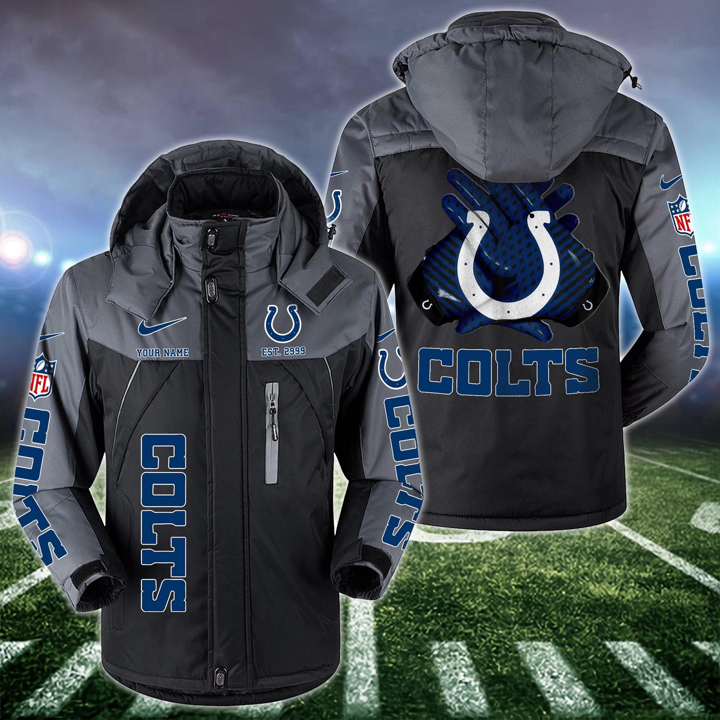 Indianapolis Colts 2D Windbreaker Hooded Jacket Custom Name, Sport Jacket For Fan ETRG-10033833