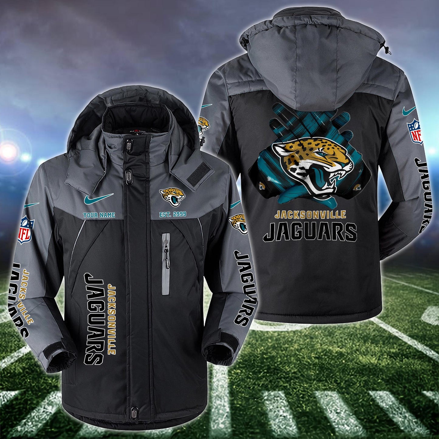 Jacksonville Jaguars 2D Windbreaker Hooded Jacket Custom Name, Sport Jacket For Fan ETRG-10033833