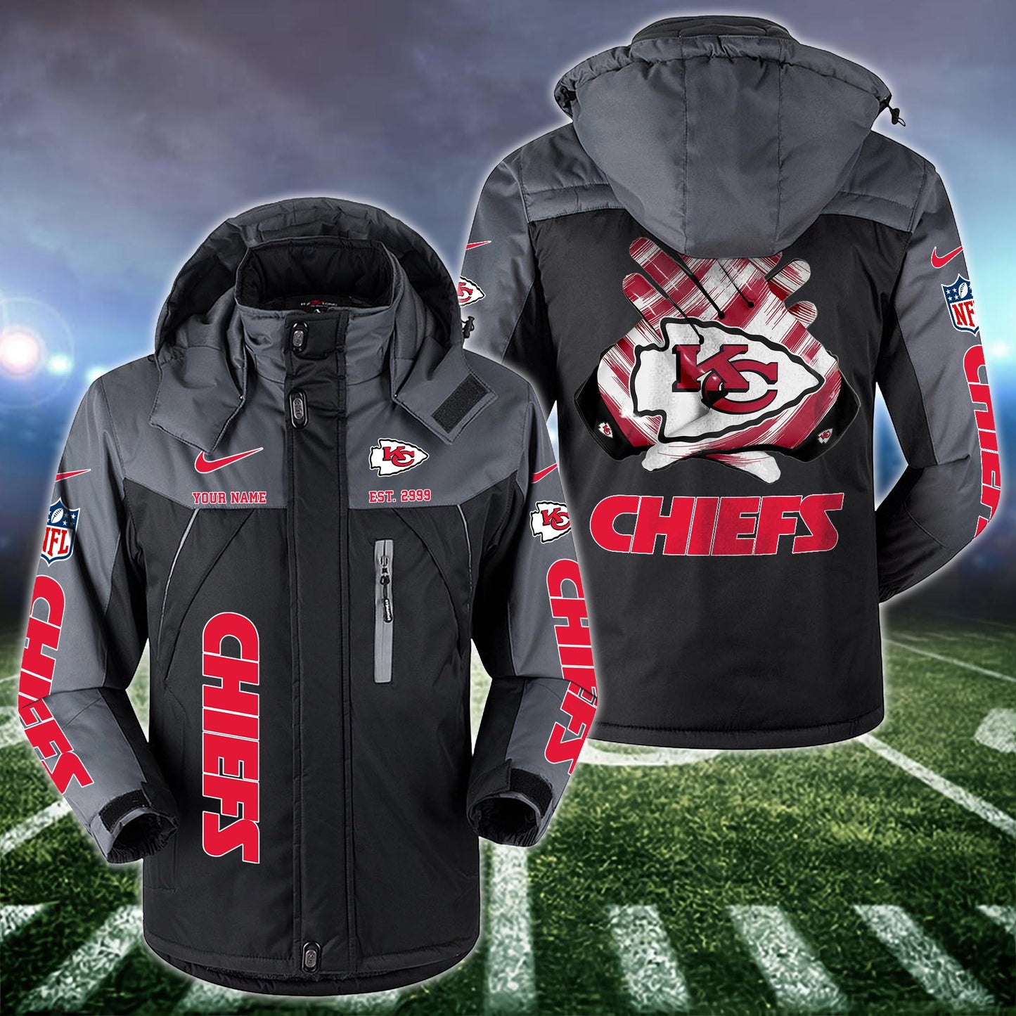Kansas City Chiefs 2D Windbreaker Hooded Jacket Custom Name, Sport Jacket For Fan ETRG-10033833