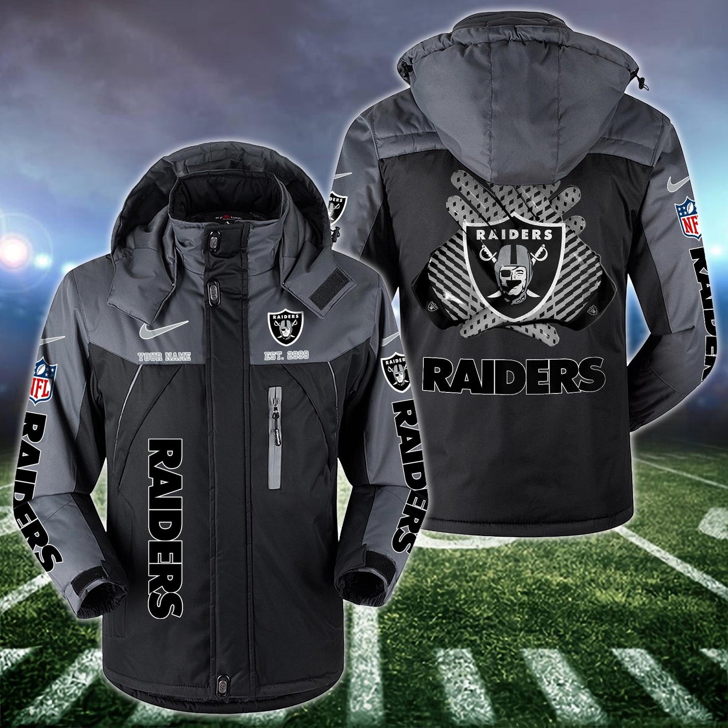 Las Vegas Raiders 2D Windbreaker Hooded Jacket Custom Name, Sport Jacket For Fan ETRG-10033833