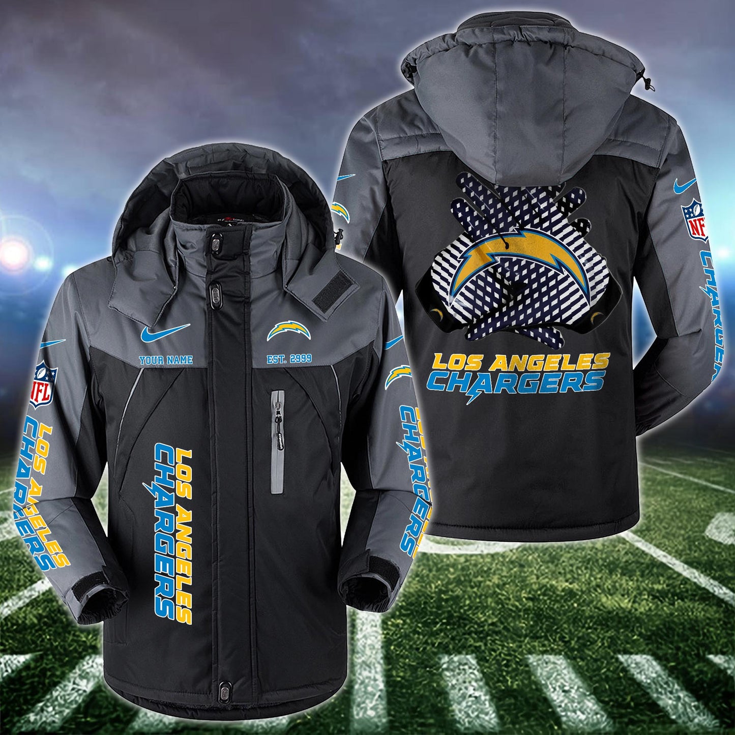 Los Angeles Chargers 2D Windbreaker Hooded Jacket Custom Name, Sport Jacket For Fan ETRG-10033833