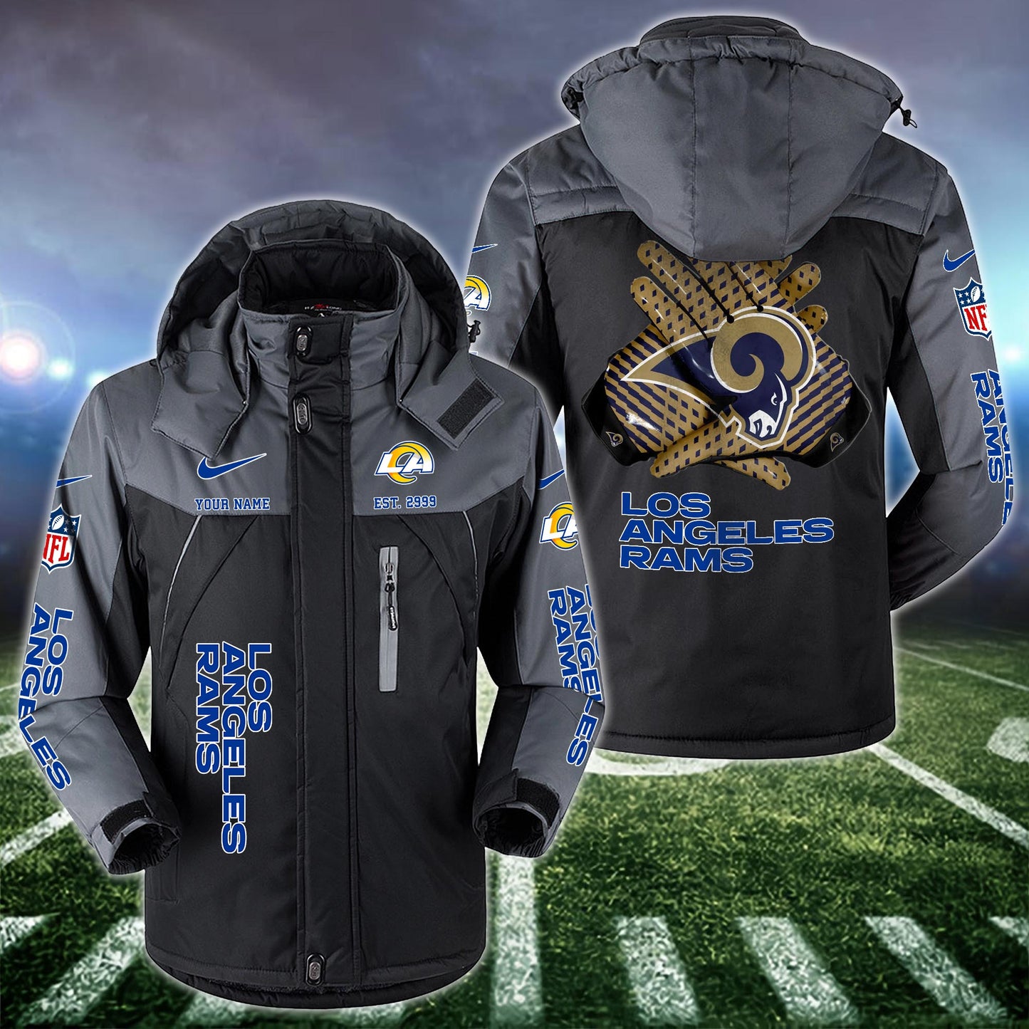 Los Angeles Rams 2D Windbreaker Hooded Jacket Custom Name, Sport Jacket For Fan ETRG-10033833
