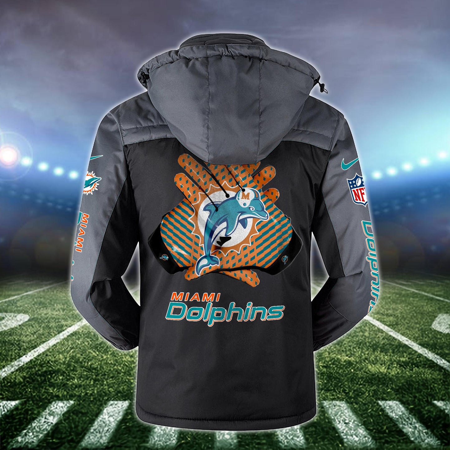 Miami Dolphins 2D Windbreaker Hooded Jacket Custom Name, Sport Jacket For Fan ETRG-10033833