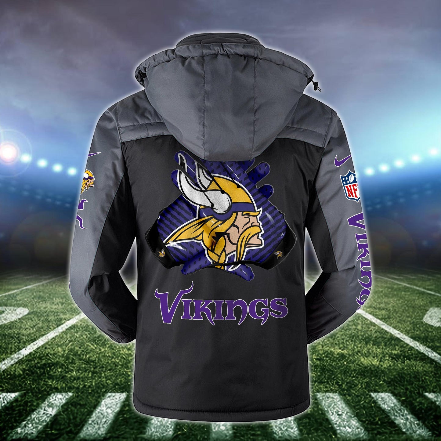 Minnesota Vikings 2D Windbreaker Hooded Jacket Custom Name, Sport Jacket For Fan ETRG-10033833