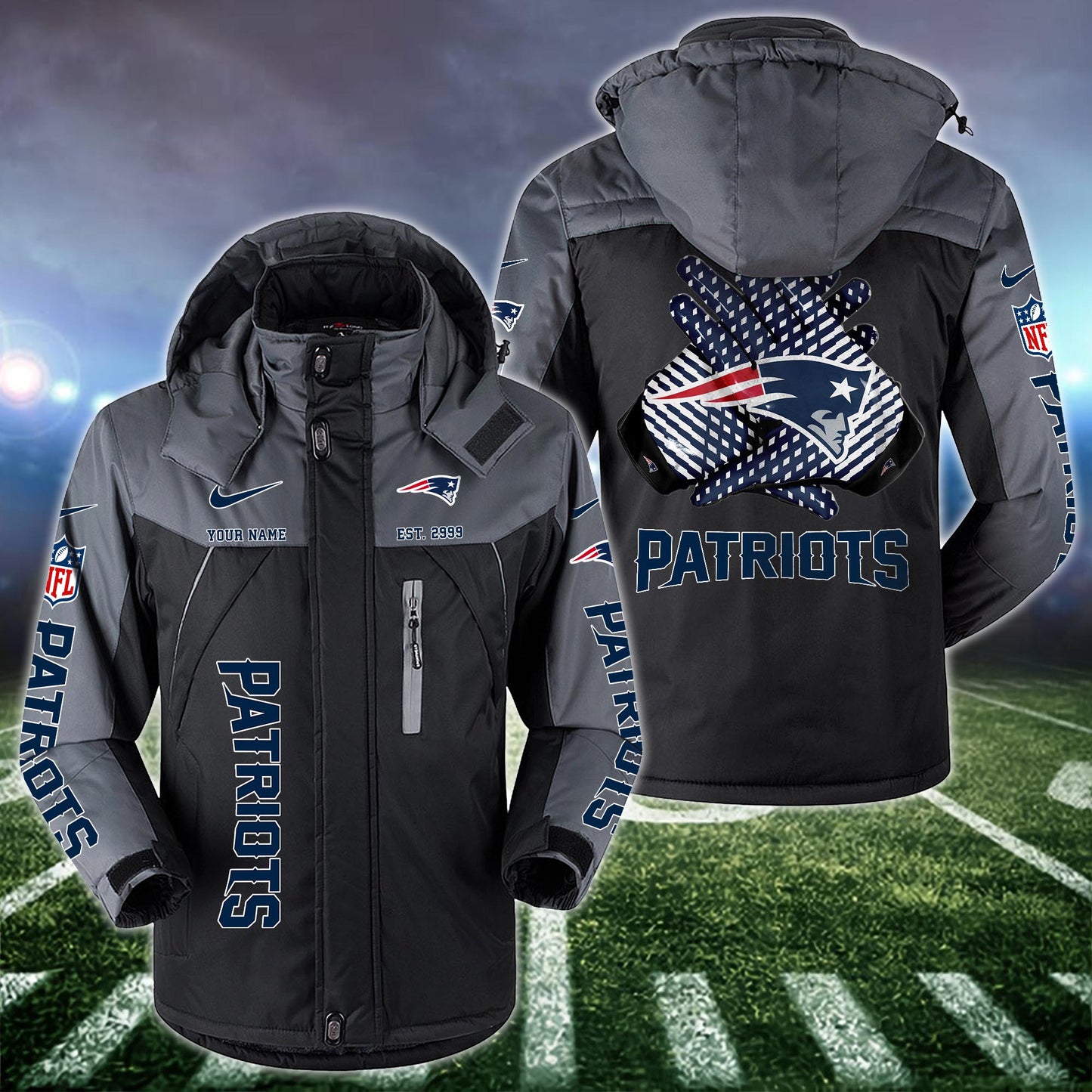 New England Patriots 2D Windbreaker Hooded Jacket Custom Name, Sport Jacket For Fan ETRG-10033833