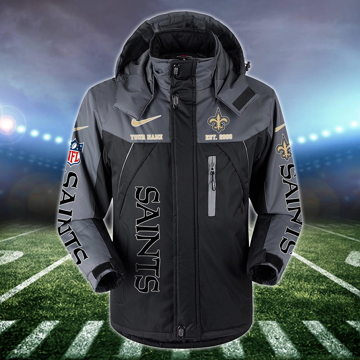 New Orleans Saints 2D Windbreaker Hooded Jacket Custom Name, Sport Jacket For Fan ETRG-10033833