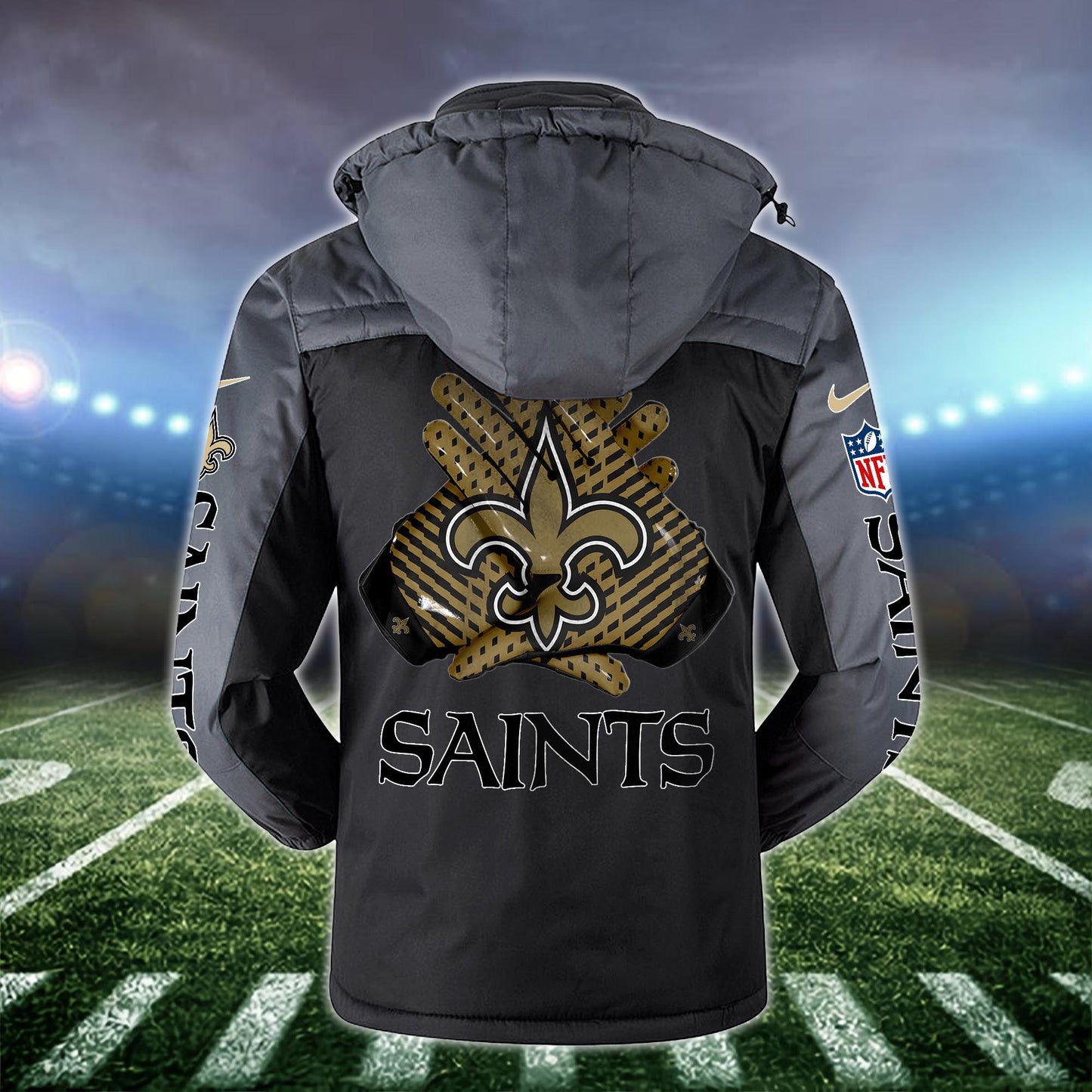 New Orleans Saints 2D Windbreaker Hooded Jacket Custom Name, Sport Jacket For Fan ETRG-10033833