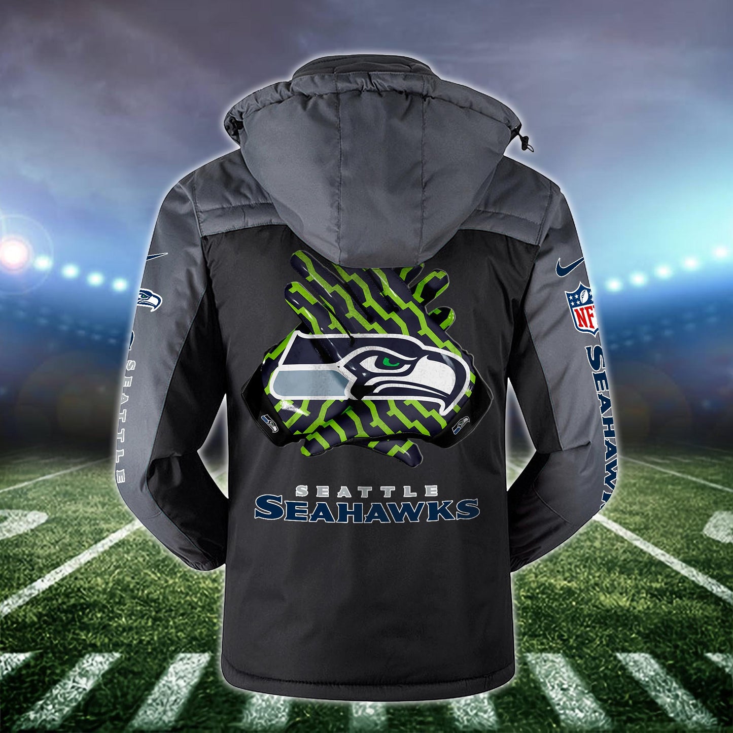 Seattle Seahawks 2D Windbreaker Hooded Jacket Custom Name, Sport Jacket For Fan ETRG-10033833