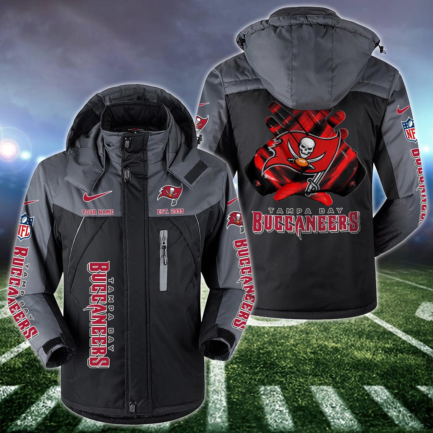 Tampa Bay Buccaneers 2D Windbreaker Hooded Jacket Custom Name, Sport Jacket For Fan ETRG-10033833