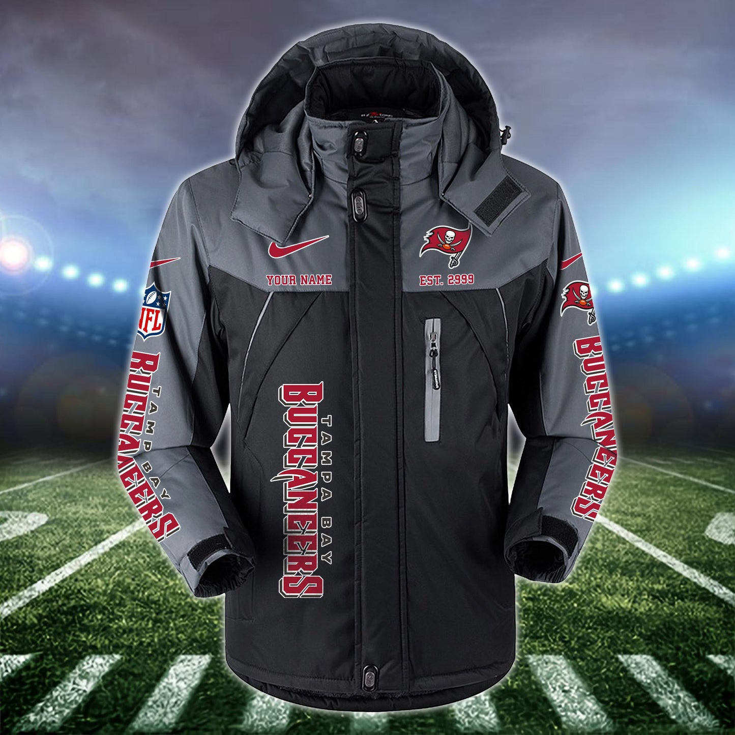 Tampa Bay Buccaneers 2D Windbreaker Hooded Jacket Custom Name, Sport Jacket For Fan ETRG-10033833