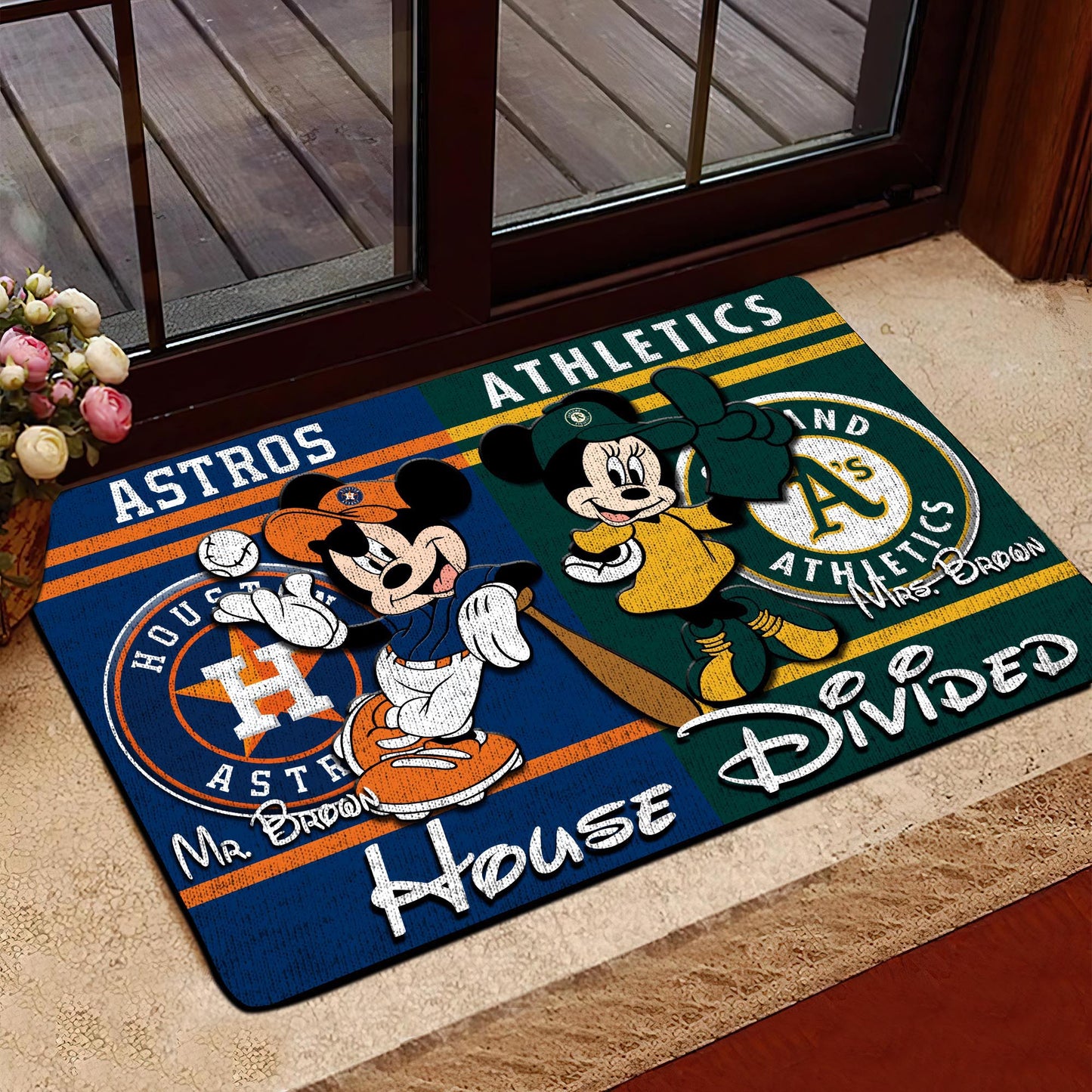 House Divided Custom Name And Any Teams Doormat, Home Decorations ETRG-41665