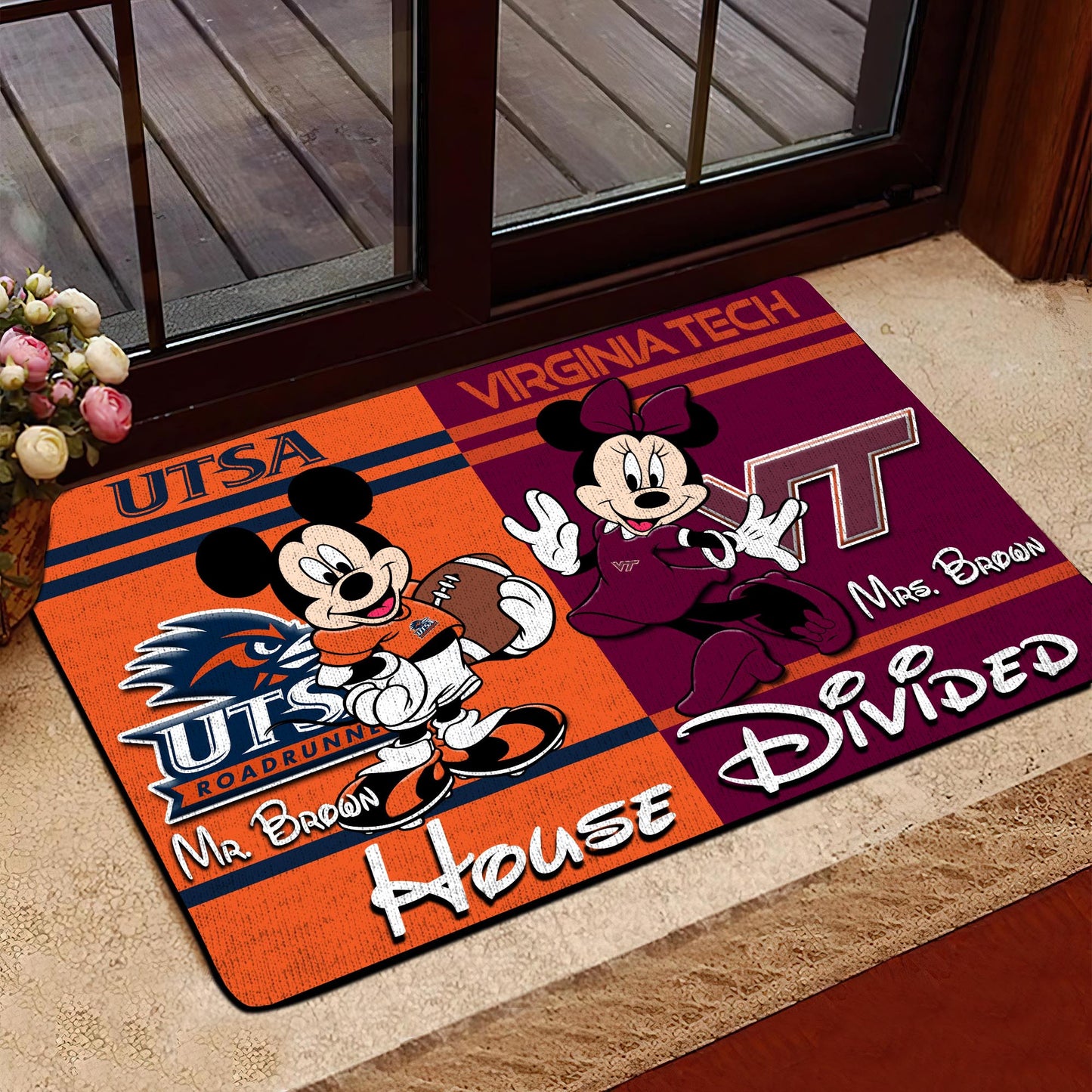 House Divided Custom Name And Any Teams Doormat, Home Decorations ETRG-41665