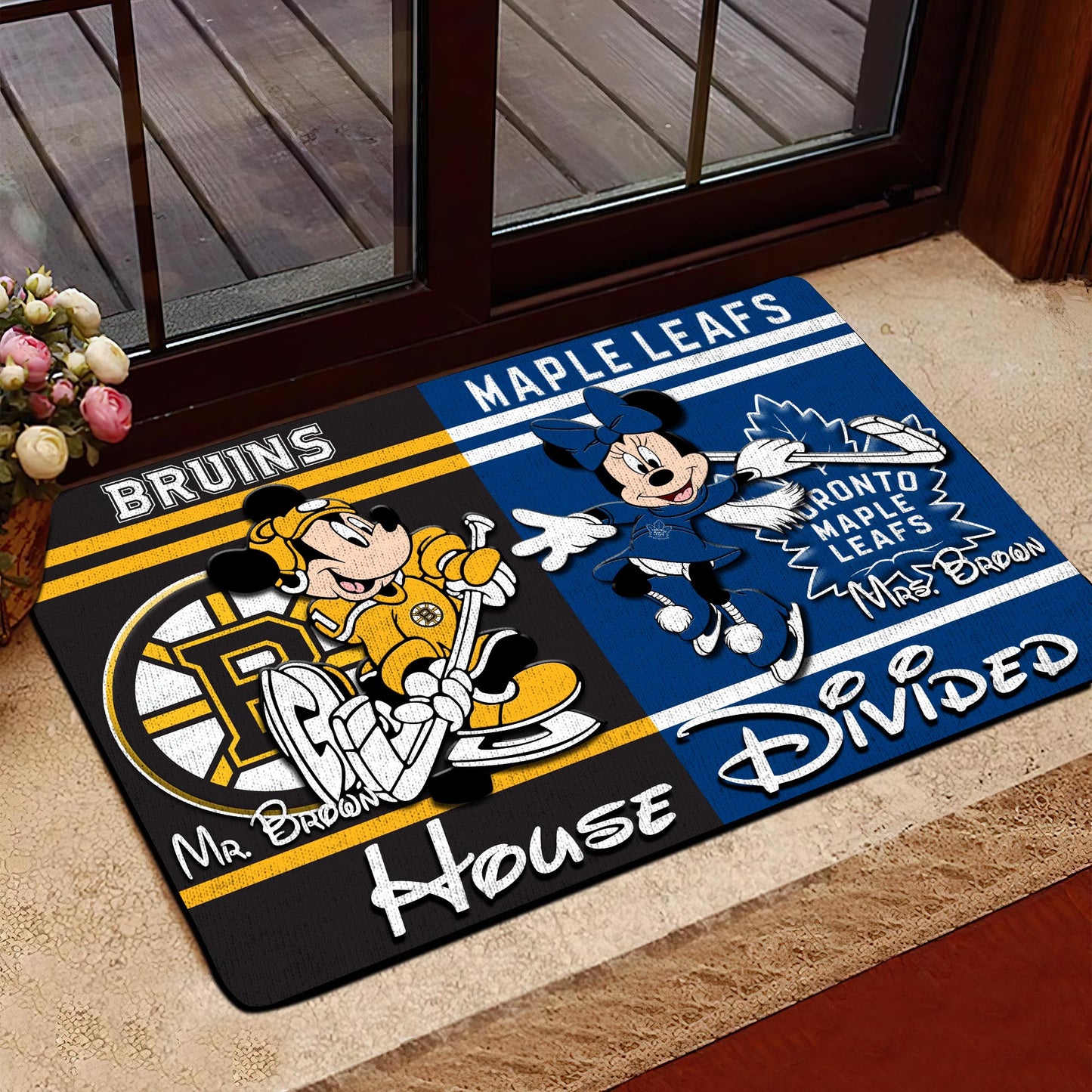 House Divided Custom Name And Any Teams Doormat, Home Decorations ETRG-41665