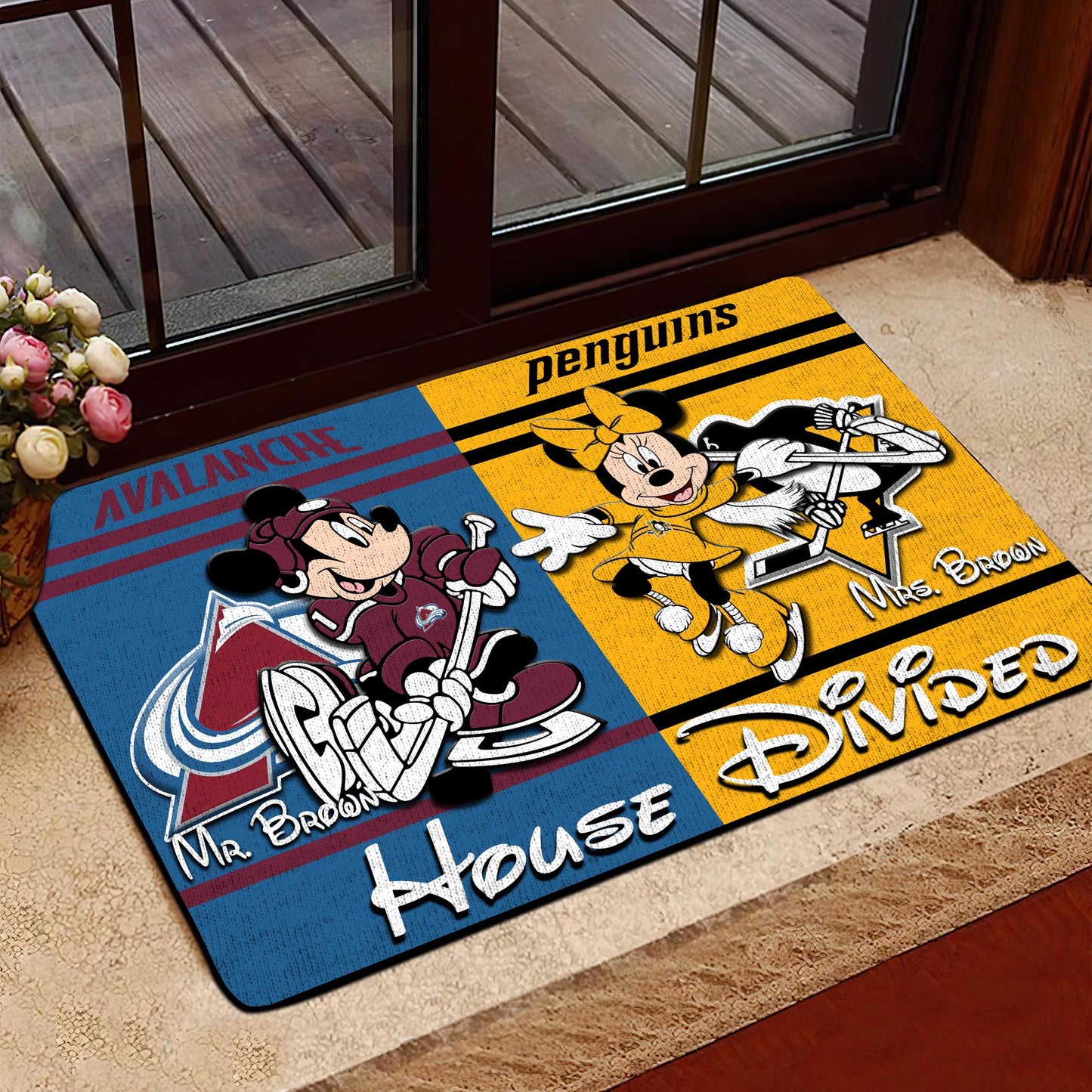 House Divided Custom Name And Any Teams Doormat, Home Decorations ETRG-41665