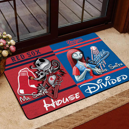 House Divided Doormat Custom Husband, Wife Name And Choose Your Team, Gifts For Fan ETRG-42652