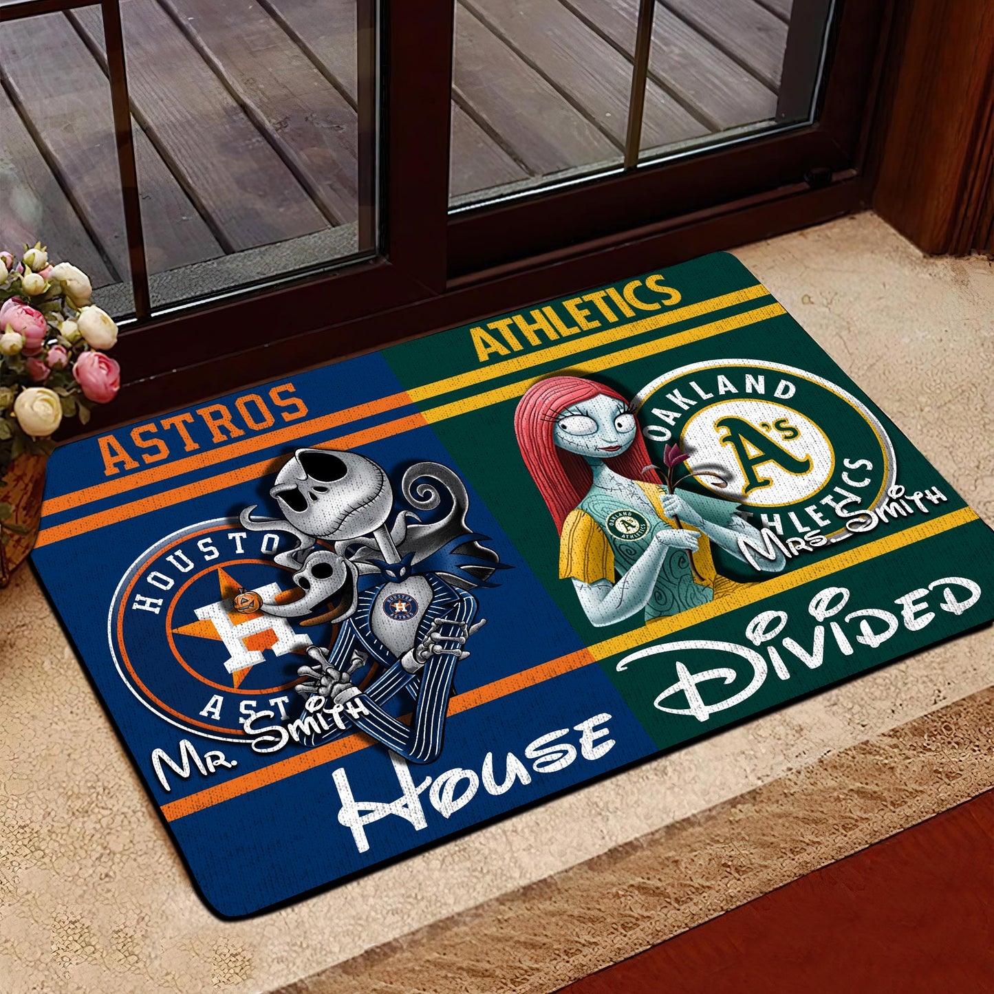 House Divided Doormat Custom Husband, Wife Name And Choose Your Team, Gifts For Fan ETRG-42652
