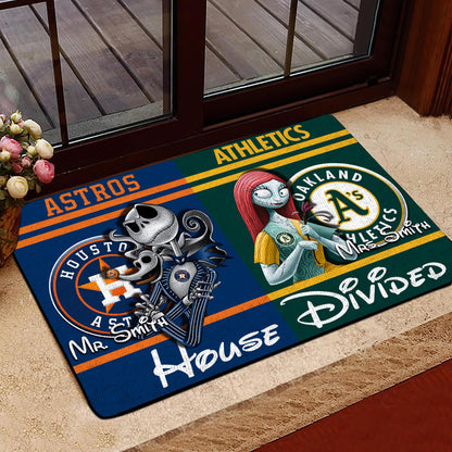 House Divided Doormat Custom Husband, Wife Name And Choose Your Team, Gifts For Fan ETRG-42652
