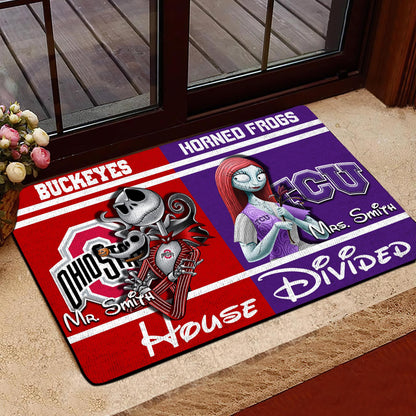 House Divided Doormat Custom Husband, Wife Name And Choose Your Team, Gifts For Fan ETRG-42652