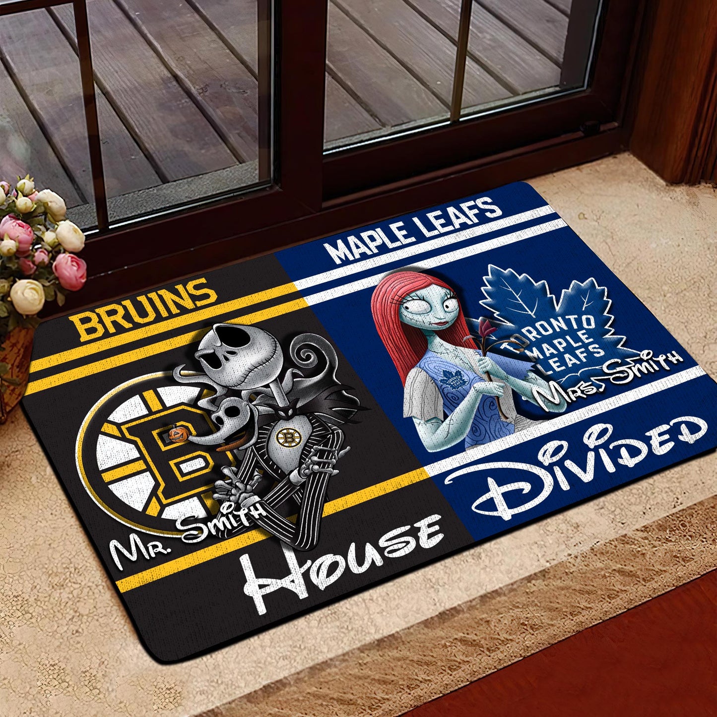 House Divided Doormat Custom Husband, Wife Name And Choose Your Team, Gifts For Fan ETRG-42652