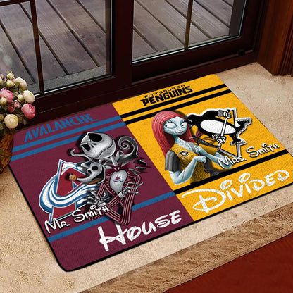 House Divided Doormat Custom Husband, Wife Name And Choose Your Team, Gifts For Fan ETRG-42652