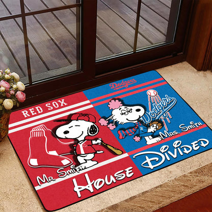 House Divided Doormat Custom Husband, Wife Name And Choose Your Team, Sport Doormat For Fan ETRG-43055