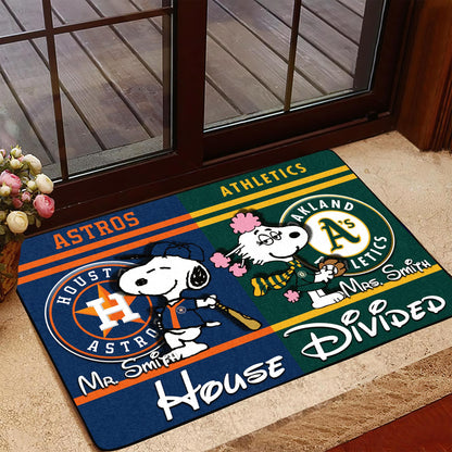 House Divided Doormat Custom Husband, Wife Name And Choose Your Team, Sport Doormat For Fan ETRG-43055