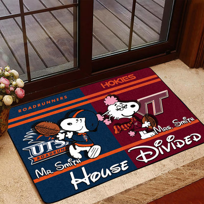House Divided Doormat Custom Husband, Wife Name And Choose Your Team, Sport Doormat For Fan ETRG-43055