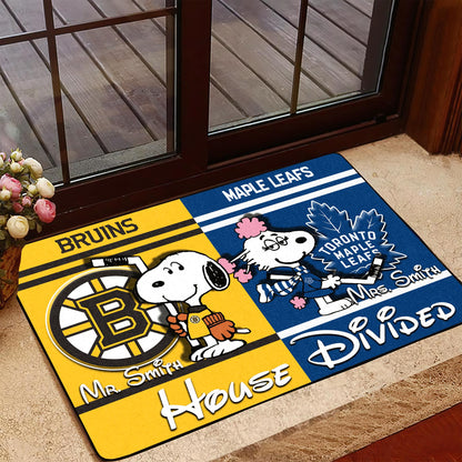 House Divided Doormat Custom Husband, Wife Name And Choose Your Team, Sport Doormat For Fan ETRG-43055