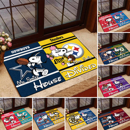 House Divided Doormat Custom Husband, Wife Name And Choose Your Team, Sport Doormat For Fan ETRG-43055