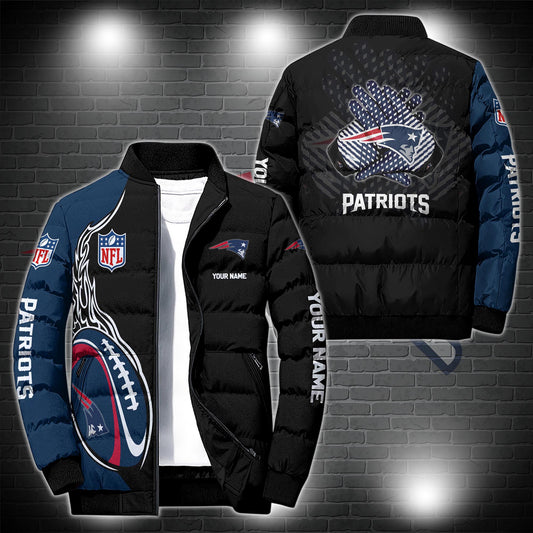 New England Patriots Puffer Jacket Custom Name, Sport Jacket For Fans ETRG-44921