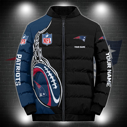 New England Patriots Puffer Jacket Custom Name, Sport Jacket For Fans ETRG-44921
