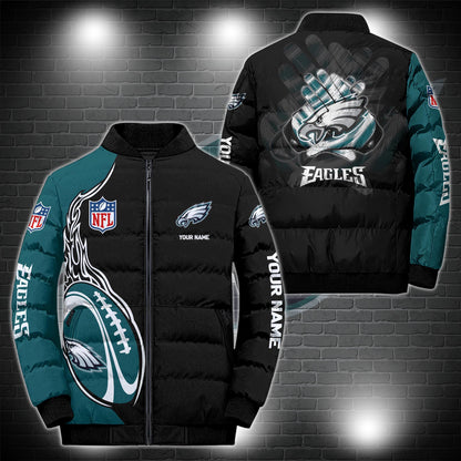 Philadelphia Eagles Puffer Jacket Custom Name, Sport Jacket For Fans ETRG-44921