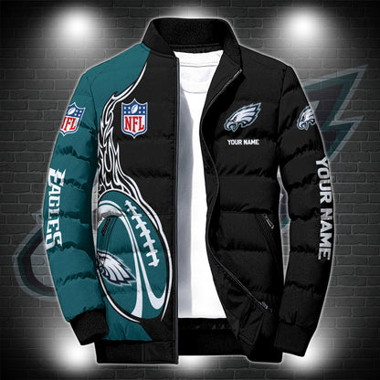 Philadelphia Eagles Puffer Jacket Custom Name, Sport Jacket For Fans ETRG-44921