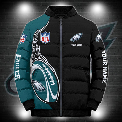 Philadelphia Eagles Puffer Jacket Custom Name, Sport Jacket For Fans ETRG-44921