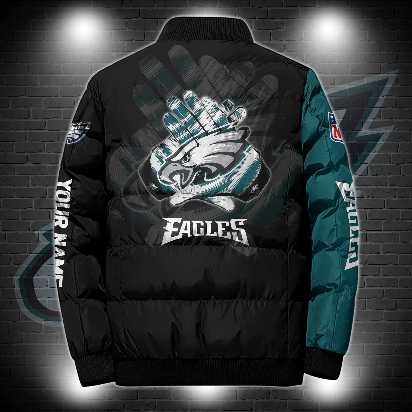 Philadelphia Eagles Puffer Jacket Custom Name, Sport Jacket For Fans ETRG-44921