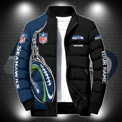 Seattle Seahawks Puffer Jacket Custom Name, Sport Jacket For Fans ETRG-44921